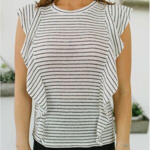 BB Dakota Side Gig Ruffle Top In Ivory